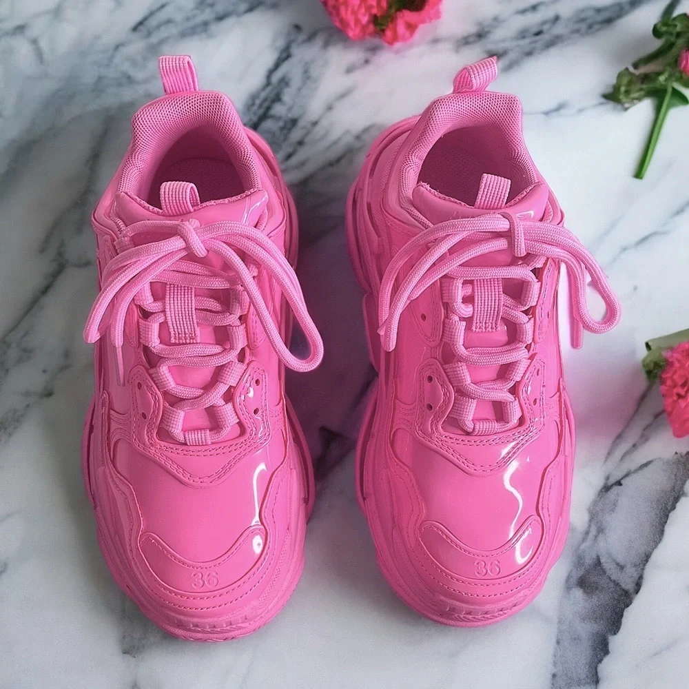 Barbie Pink BALENCIAGA Triple S - Shiny Latex Pink Rubber - Size EUR 36 / Size 6 - Picture 3 of 15